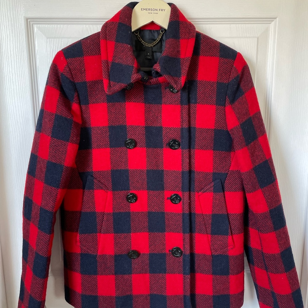 Jcrew Buffalo check wool coat size 4